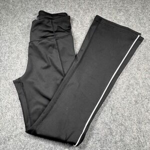 Nicole Miller Sport Womens Black White Stripe Flare Yoga Pants Medium‎ RN151268